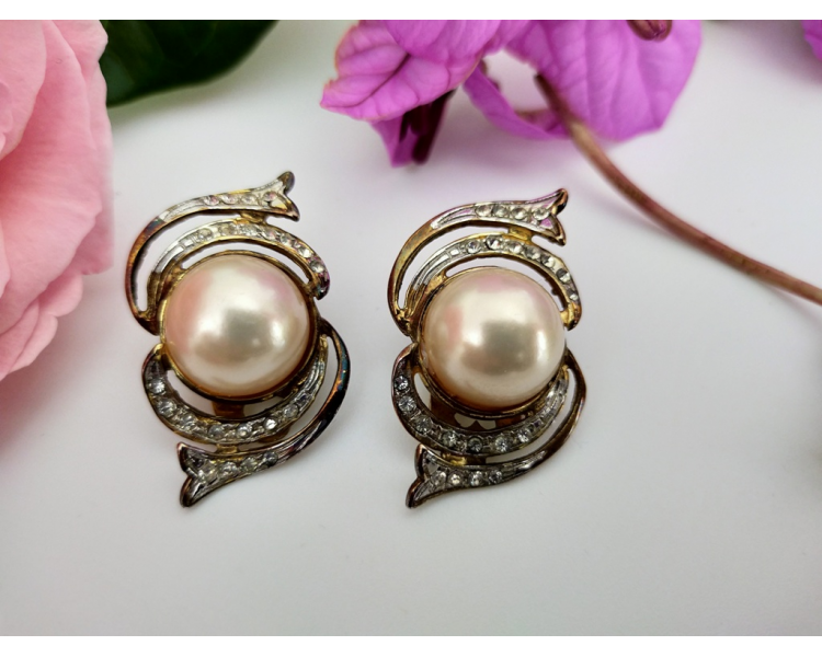 Orecchini clip in argento e mezza perla