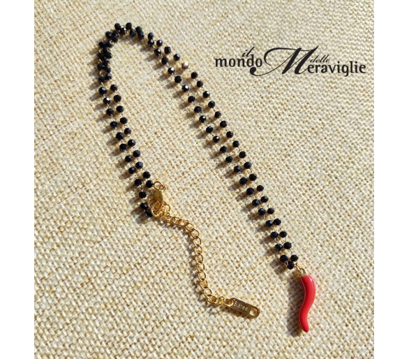 Collana acciaio corno cornetto