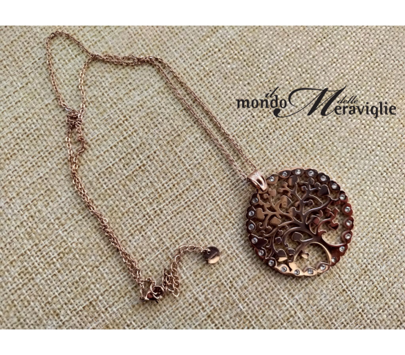 Collana in acciaio con albero della vita