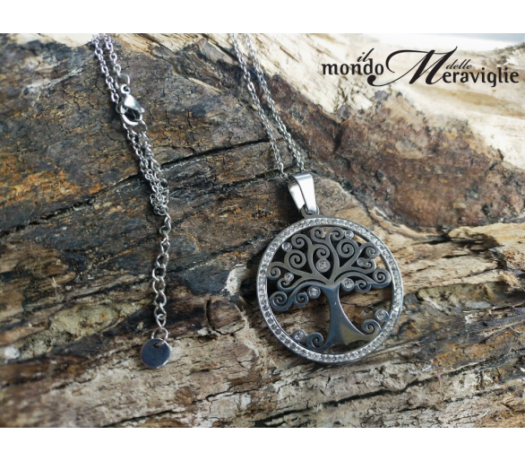 Collana acciaio con Albero della Vita