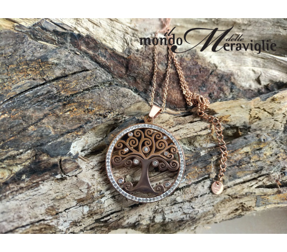 Collana acciaio con Albero della Vita