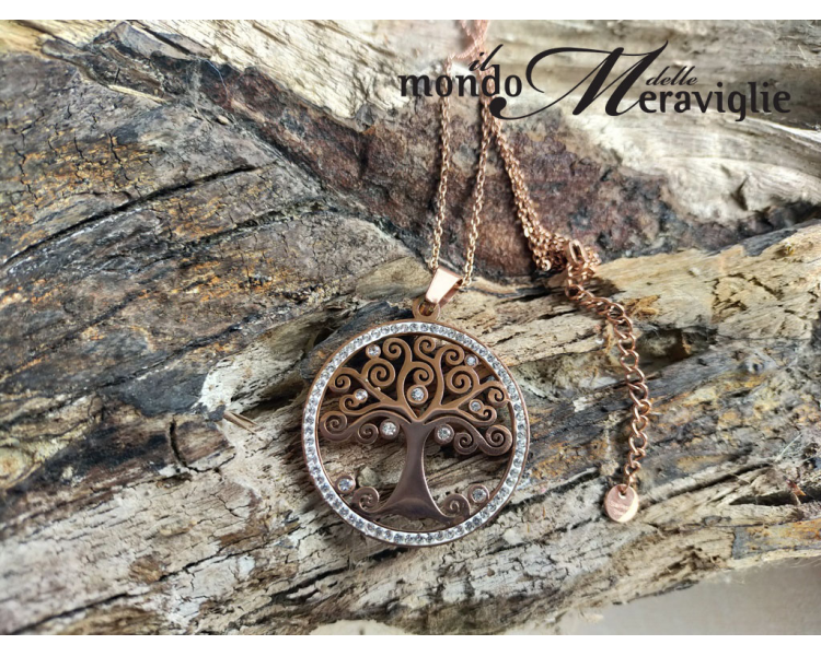 Collana acciaio con Albero della Vita