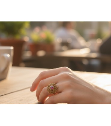 Splendido anello vintage in arg.800 e pietra centrale