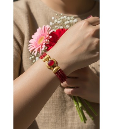 Splendido bracciale vintage in argento e corniole