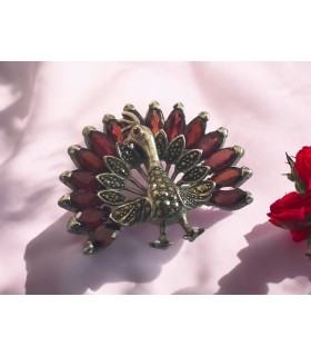 Gioiello vintage "Pavone " in argento e granati