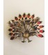 Gioiello vintage "Pavone " in argento e granati