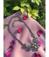 Collana color argento anni '50 con aurora boreali celesti