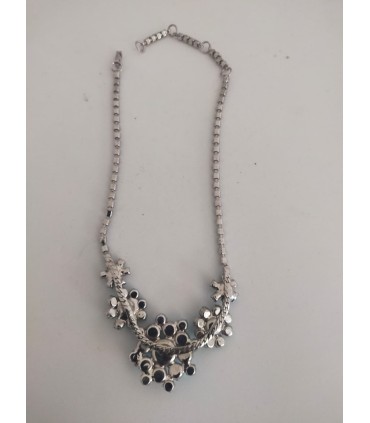 Collana color argento anni '50 con aurora boreali celesti