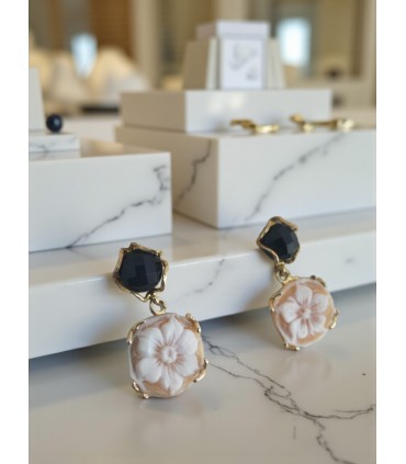 Orecchini cammeo in argento e onice