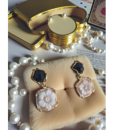 Orecchini cammeo in argento e onice