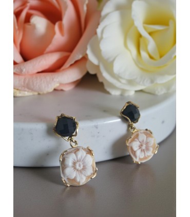 Orecchini cammeo in argento e onice