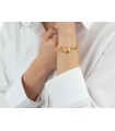 Bracciale in acciaio dorato, sole, luna, stelle