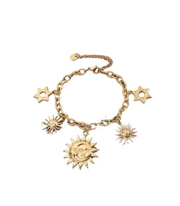 Bracciale in acciaio dorato con Soli e Stelle