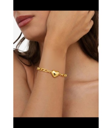 Bracciale in acciaio dorato con cuore