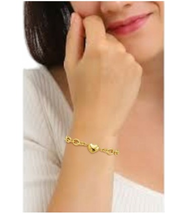 Bracciale in acciaio dorato con cuore