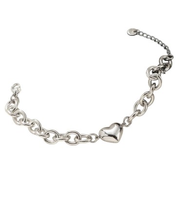 Bracciale in acciaio colore argento con cuore