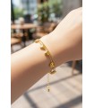 Bracciale acciaio dorato a doppia catena con cuori