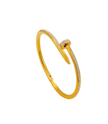 Bracciale in acciaio "Chiodo" dorato con strass