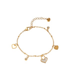 Bracciale in acciaio dorato con cuori