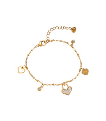 Bracciale in acciaio dorato con cuori