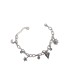 Bracciale in acciaio colore argento con cuore, stella, mezzaluna