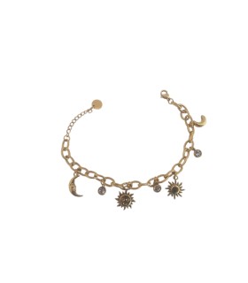 Bracciale in acciaio con sole e mezzelune