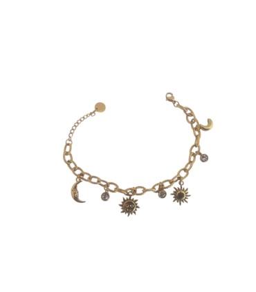Bracciale in acciaio con sole e mezzelune