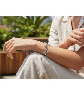 Bracciale in acciaio colore argento con sole e mezzelune