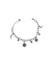 Bracciale in acciaio colore argento con sole e mezzelune