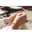 Bracciale in acciaio colore oro, sole, mezzaluna, cuore, punti luce