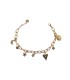 Bracciale in acciaio colore oro, sole, mezzaluna, cuore, punti luce