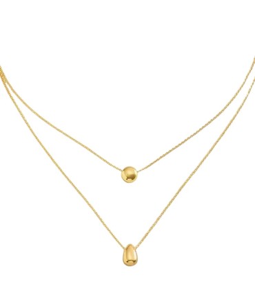 Collana acciaio a doppio giro tono oro giallo