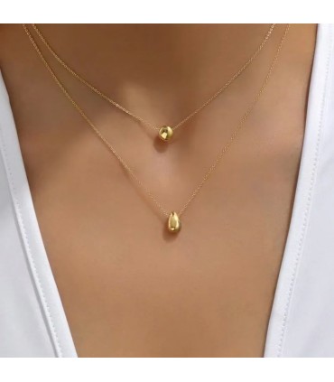 Collana acciaio a doppio giro tono oro giallo