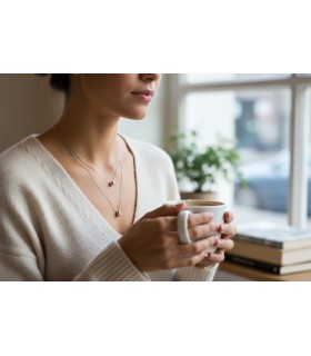 Collana acciaio tono argento a doppio filo
