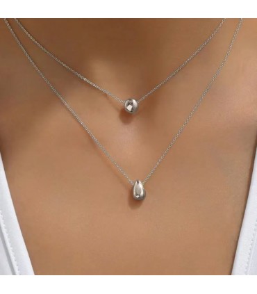 Collana acciaio tono argento a doppio filo