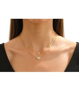 Collana acciaio doppio filo con cuori