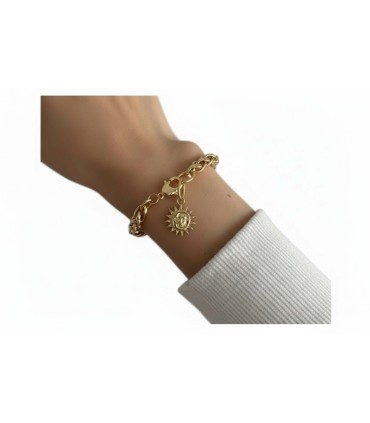 Bracciale in acciaio dorato con Soli e Stelle