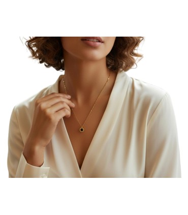 Collana in acciaio dorata "numeri romani" cz nero