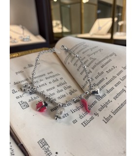 Bracciale in acciaio colore argento con charms