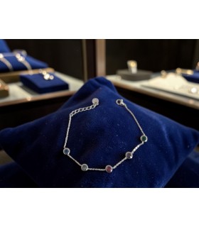 Bracciale in acciaio colore argento con cubic zirconia colorati