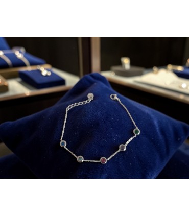 Bracciale in acciaio colore argento con cubic zirconia colorati