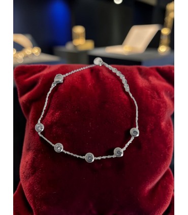 Bracciale in acciaio colore argento con cubic zirconia bianchi