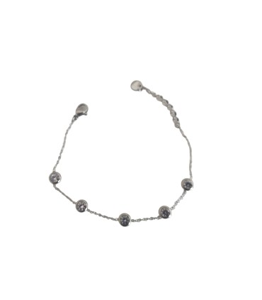 Bracciale in acciaio colore argento con cubic zirconia bianchi