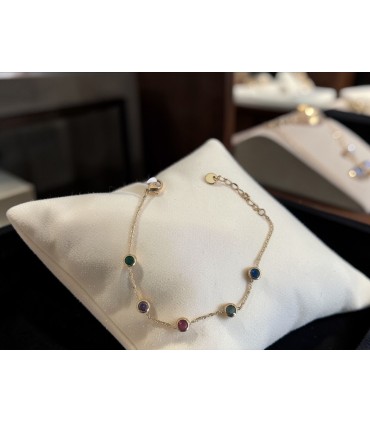 Bracciale in acciaio colore oro con cubic zirconia colorati