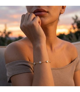 Bracciale in acciaio colore oro con cubic zirconia trasparenti
