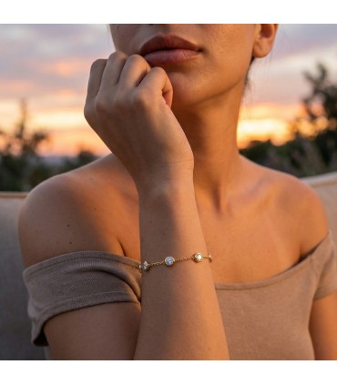 Bracciale in acciaio colore oro con cubic zirconia trasparenti