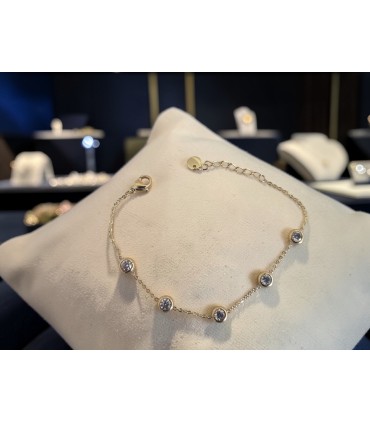 Bracciale in acciaio colore oro con cubic zirconia trasparenti