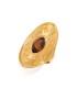 Anello in acciaio dorato ovale con occhio di tigre